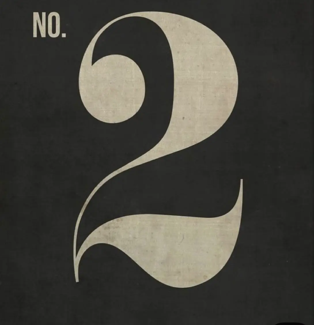 minimalist number 2 typography in black and white