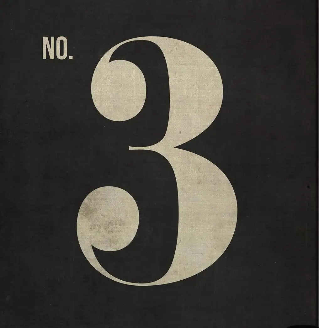 minimalist number 3 typography in black and white