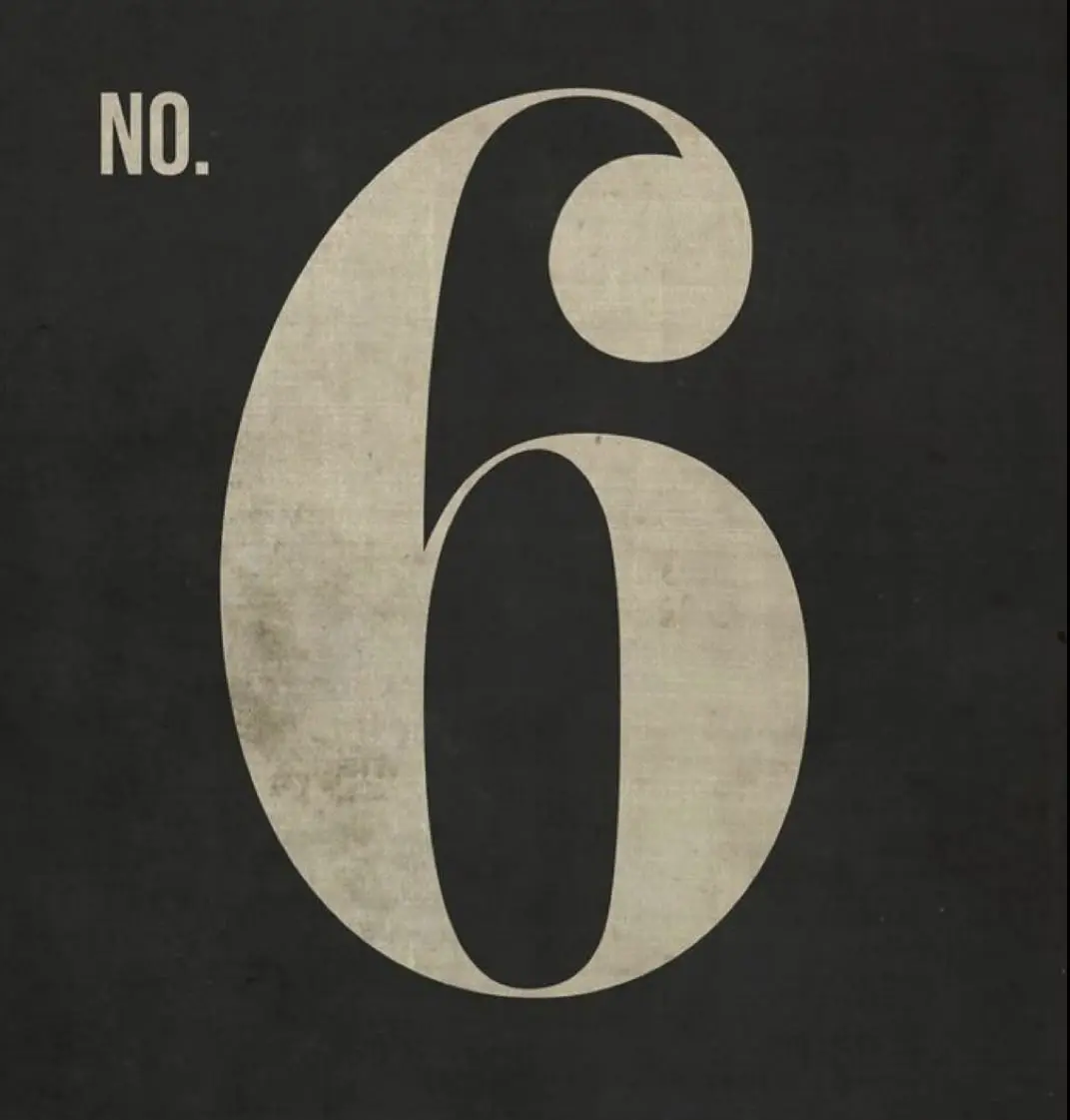 minimalist number 6 typography in black and white